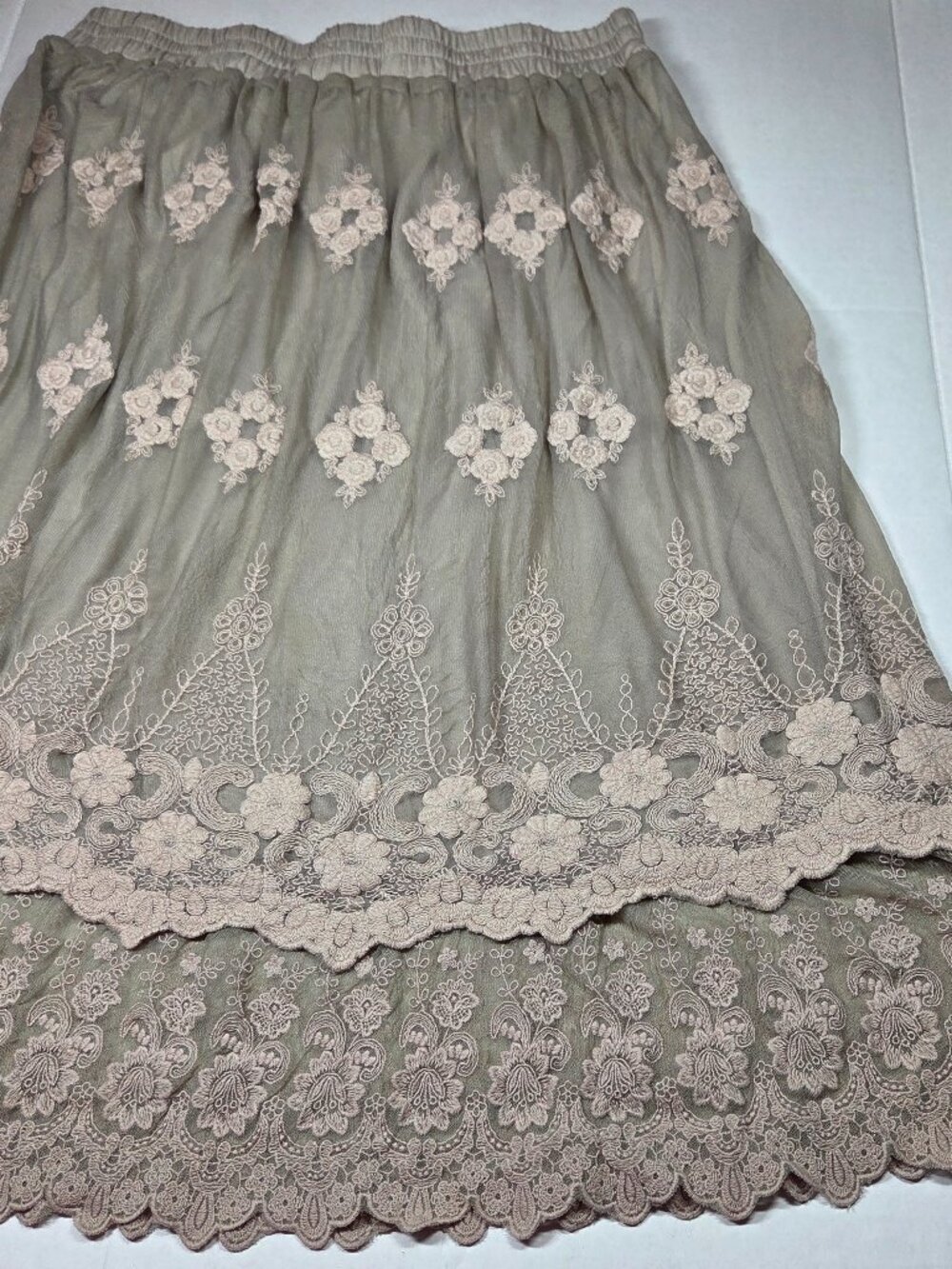 Indigo Soul Womens XL Floral Fairy Lace Embroidered A-Line Lined Skirt - Picture 9 of 9